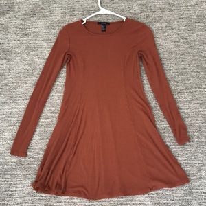 Brown Long Sleeve Peter Pan Collar Dress